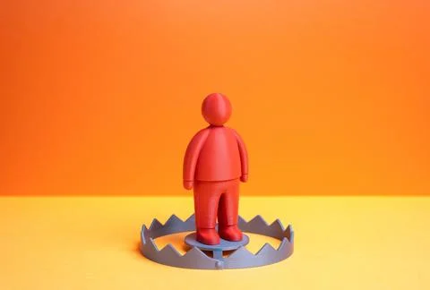 The red man is trapped. A problem employee and a toxic person. Bait for sca.. Stock Illustration