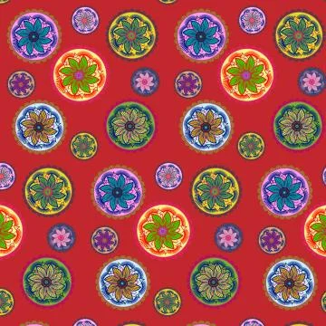Red Mandala Illustration Surface Pattern Design For Fabric Textile Stock Illustration