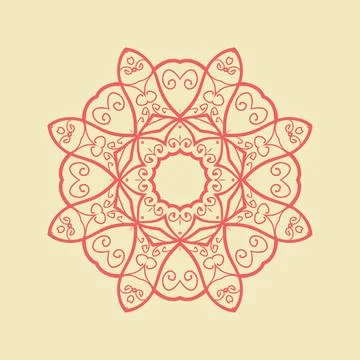Red Mandala Pattern Print Red Mandala Pattern Print on Yellow Background C... Stock Photos