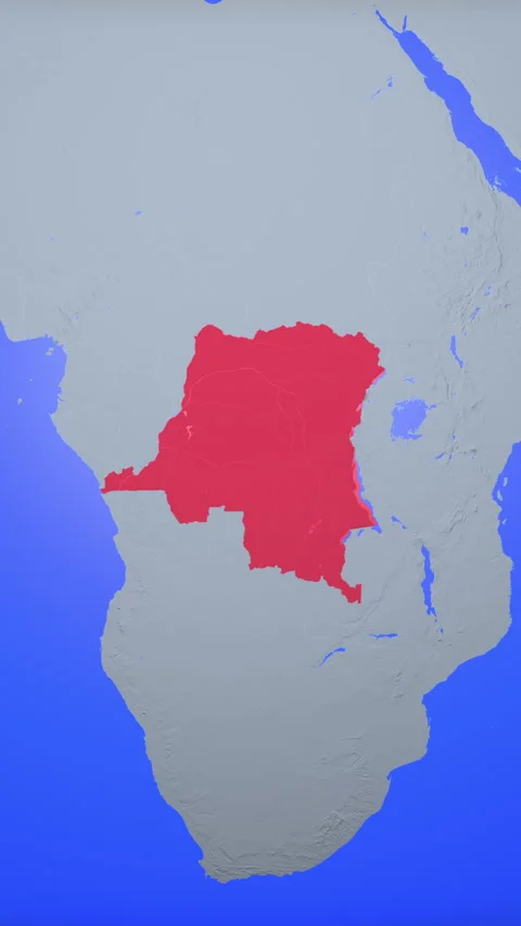 Red map of Democratic Republic of the Congo on the earth in vertical format Vídeo Stock 331028135