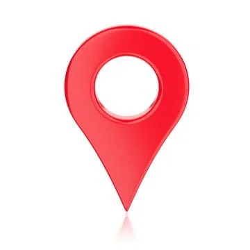 Red map geo tag isolated on white. 3d rendering. Stock Illustration