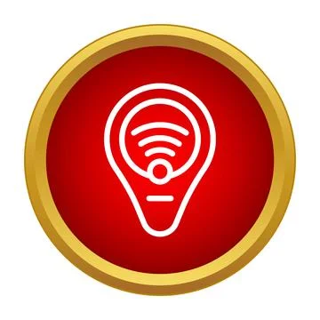 Red map marker displaying a white wi fi signal icon Illustrazione stock