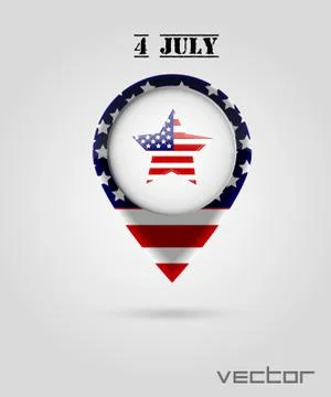 Red map markers. 4 july theme Stock Illustration