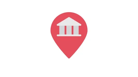 A red map pin with a building icon, indicating a specific location associat.. Stock Footage 332988432