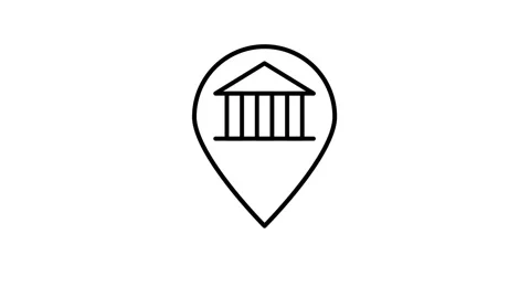 A red map pin with a building icon, indicating a specific location associat.. Stock Footage 332988518