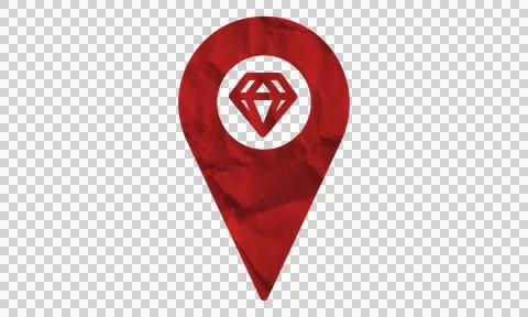 Red map pin icon with diamond symbol for luxury location or jewelry store n.. Stock Illustration