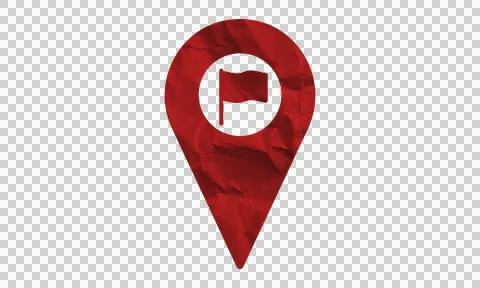 Red map pin icon with flag symbol for location navigation and travel destin.. Stock Illustration