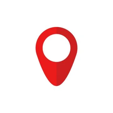 Red map pin icon in flat style. Pointer symbol, marker sign, gps position Stock Illustration