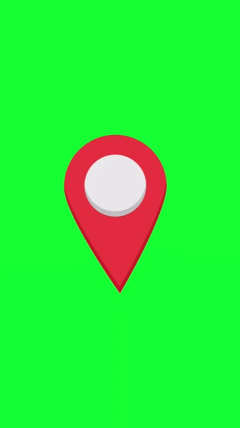 Red Map Pin Icon on Green Screen Background for Compositing Video stock 346569359