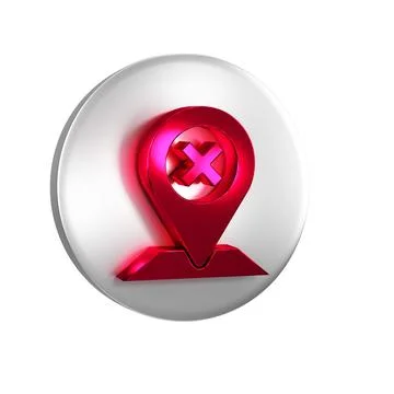 Red Map pin icon isolated on transparent background. Navigation, pointer, l.. Stock Illustration