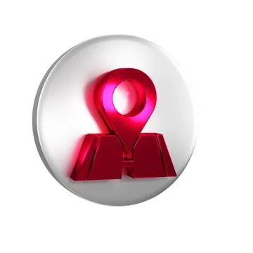 Red Map pin icon isolated on transparent background. Navigation, pointer, l.. Stock Illustration
