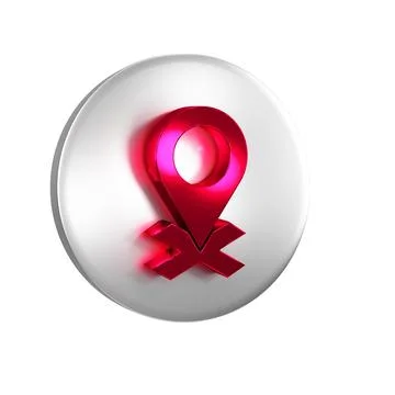 Red Map pin icon isolated on transparent background. Navigation, pointer, l.. 스톡 일러스트