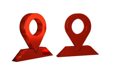 Red Map pin icon isolated on transparent background. Navigation, pointer, loc Stock Illustration