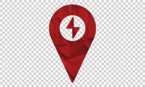 Red map pin icon with lightning bolt symbol for electric vehicle charging s.. Stock Illustration