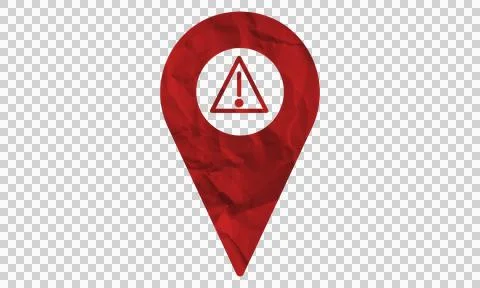 Red map pin icon with warning triangle symbol for location safety and dange.. Stock Illustration