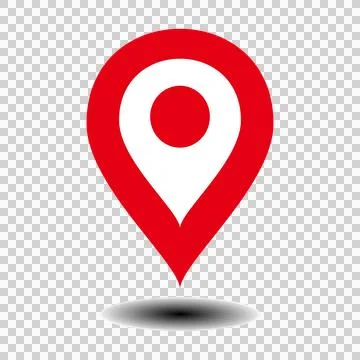 Red map pin icon on white background. PNG Stock Illustration