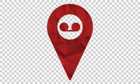 Red map pin icon with a white abstract symbol isolated on a white background Stock Illustration