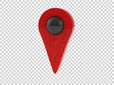 Red Map Pin Locator 3D Textured Pointer Icon On Transparent Background Illustrazione stock