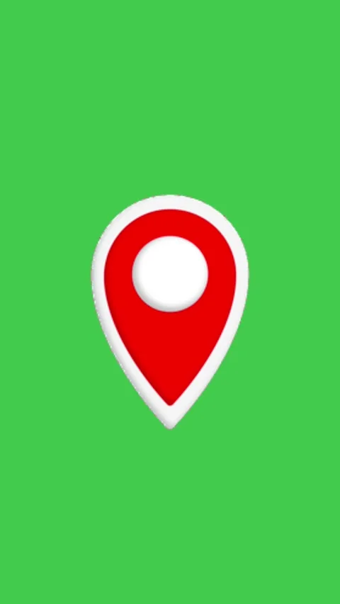 Red Map Pin Marker Green Screen Vertical Видео 344764771