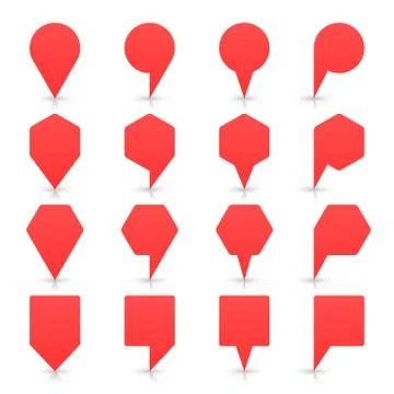 Red map pin sign flat location icon web button Illustrazione stock