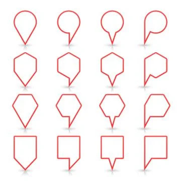 Red map pin sign flat location icon web button Stock Illustration