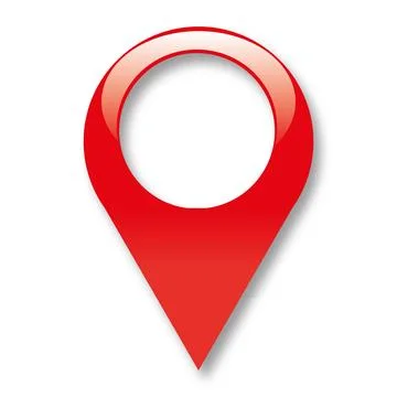 Red map pointer 3D icon with shadow, vector illustration. Stock Illustration