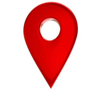 Red map pointer 3d pin. Location symbol isolated on white background. Web Illustrazione stock
