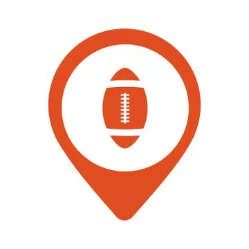 Red map pointer with american football icon Stock Illustration