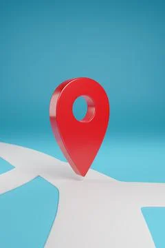 Red map pointer on blue background. 3d illustration. Stock Illustration