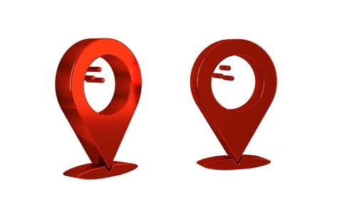 Red Map pointer with bowling ball icon isolated on transparent background. .. Stock Illustration