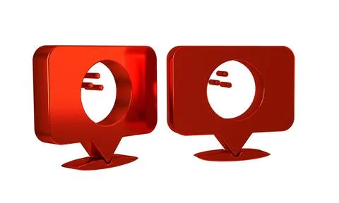 Red Map pointer with bowling ball icon isolated on transparent background. .. Stock Illustration