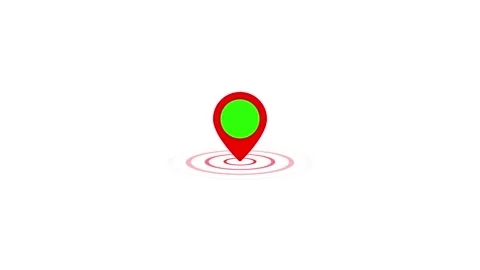 Red map pointer with green screen on a white background and red circles pul.. Stock Footage 329145169