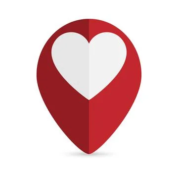 Red map pointer with heart icon. Vector illustration. Stock Illustration