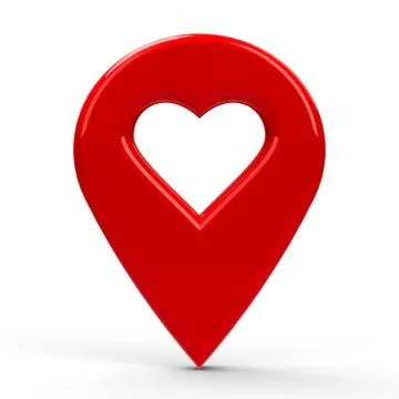Red map pointer with heart Stock Illustration