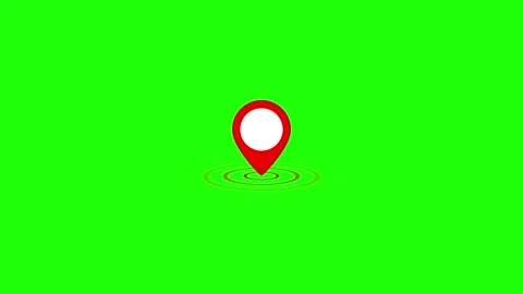 Red map pointer icon animation with radio wave signals on green screen back.. Stock Footage 329145170
