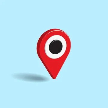 Red map pointer isolated on pastel blue color background. Creative 3D Vecto.. Stock Illustration