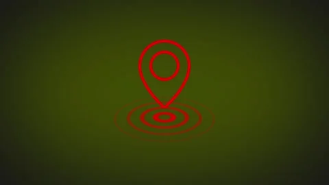 Red map pointer with pulsating radar waves for location tracking and naviga.. Stock Footage 345547771
