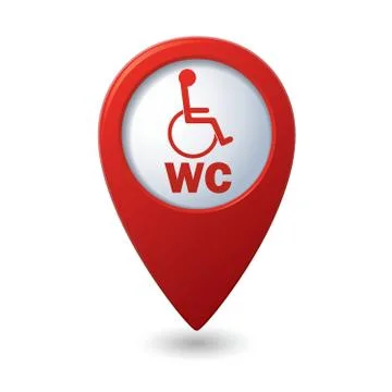 Red map pointer with restroom icon Stock Illustration