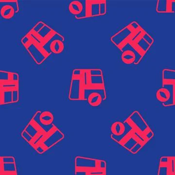 Red Map pointer with taxi car icon isolated seamless pattern on blue backgrou イラスト素材