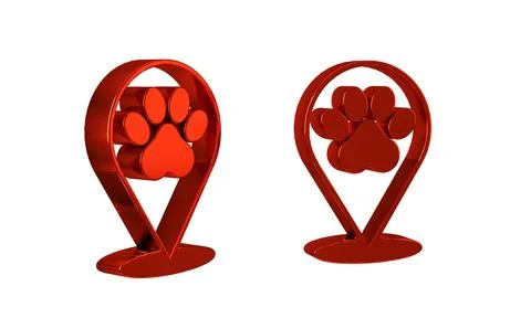 Red Map pointer with veterinary medicine hospital, clinic or pet shop for a.. Illustrazione stock