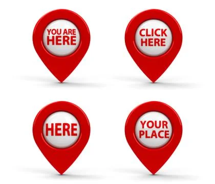 Red map pointers with text Stock Illustration