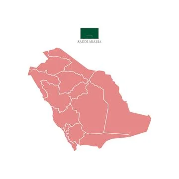 Red map of saudi arabia with borders Stock Illustration