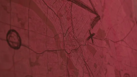 Red Map with Sketches on it Battle Map Stock Footage Video stock 88158082
