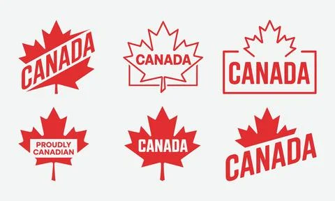 Red maple leaf Canada logo designs Stock-Illustration