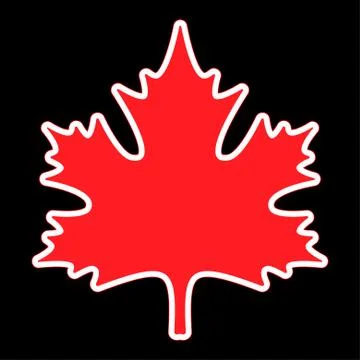 Red maple leaf with contours Stock Illustration