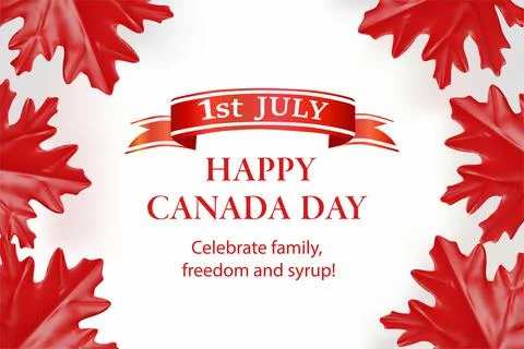 Red maple leaf frame poster Stock Illustration