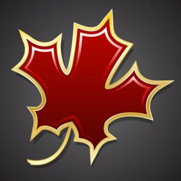 Red maple leaf in the golden cut. Isolated object. Vector Stock Illustration