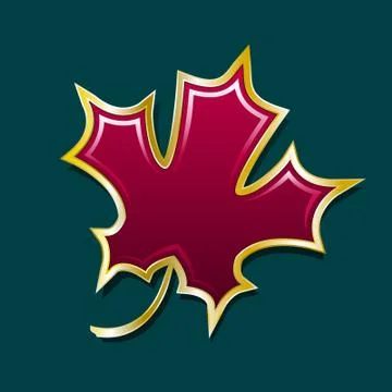 Red maple leaf in the golden cut. Isolated object. Vector Illustrazione stock
