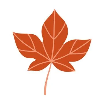 Red maple leaf isolated on white background. Simple autumn fall leaf for pattern Stock Illustration
