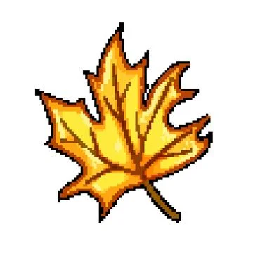 Red maple leaf pixel art vector illustration Stock Illustration